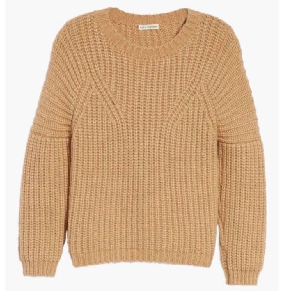 Ulla Johnson Kitty Baby Alpaca Chunky Knit Pullover Sweater Tan Brown Size M - Picture 3 of 9